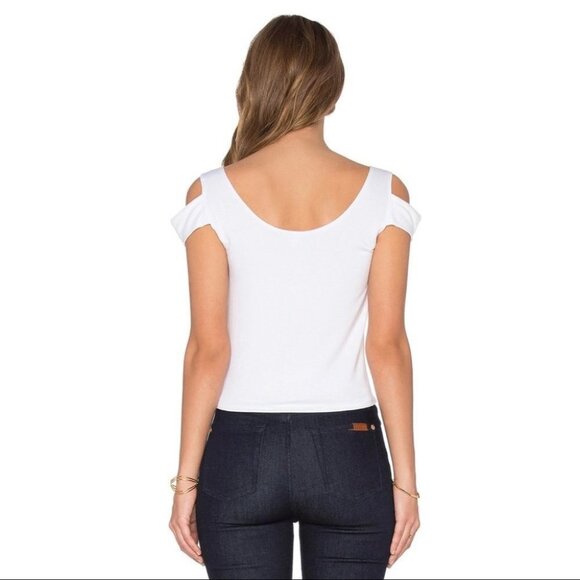 Revolve LNA Teresitas Crop Top Cut Out Cold Shoulder Boat neck White Small - Picture 13 of 13